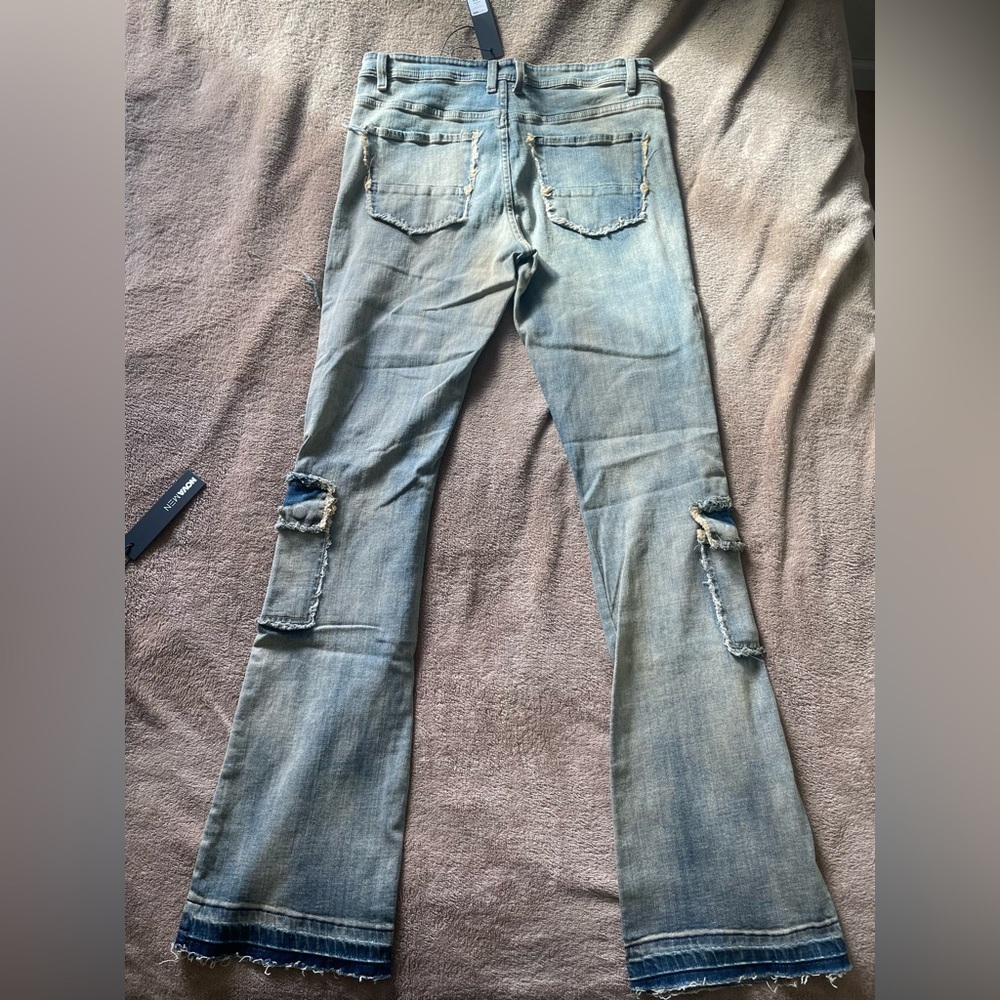 Nova men blue acid washed cargo pants. Brands new with tags